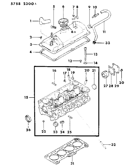 1986 Chrysler Conquest Cylinder Head Diagram 1 - Thumbnail