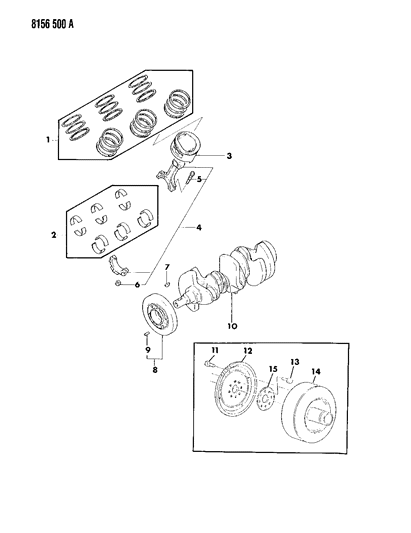 1988 Chrysler New Yorker Base Model Crankshaft , Pistons And Torque Converter Diagram 3 - Thumbnail