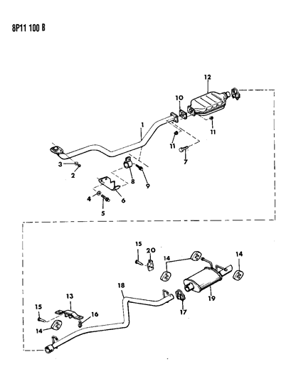 1992 Dodge Monaco Exhaust System Diagram 1 - Thumbnail