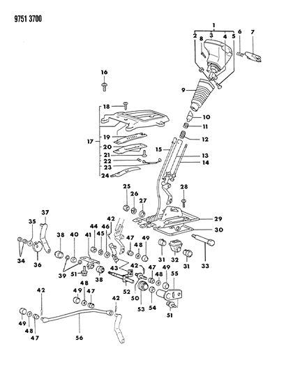 1989 Chrysler Conquest Controls, Gearshift of Automatic Transmission Diagram