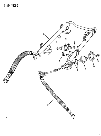 1991 Chrysler New Yorker Salon Fuel Rail & Related Parts Diagram 2 - Thumbnail