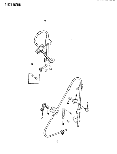 1991 Jeep Comanche Handle, Regulator Diagram for 5AB84JS1