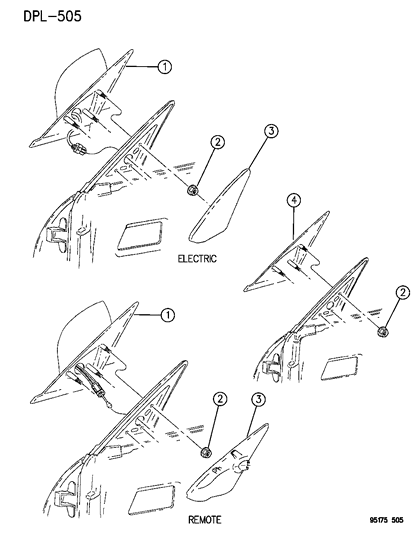 1995 Dodge Neon Mirror Assembly Diagram for 4615639