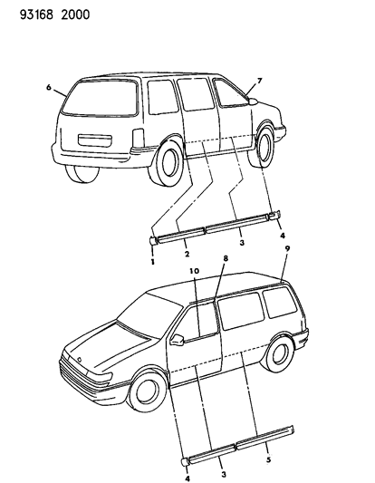 1993 Dodge Caravan Moulding Assembly, Sliding Door Diagram for 4576426