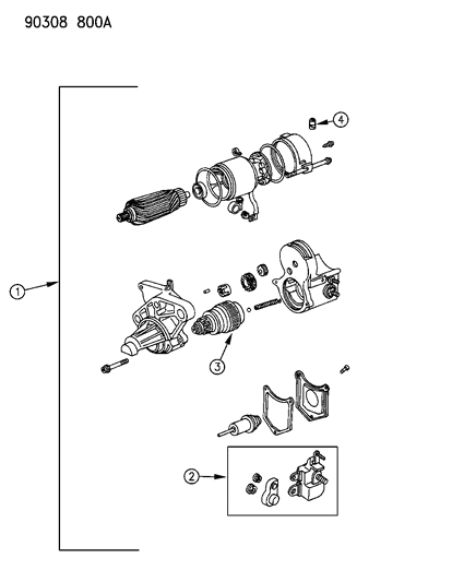 1990 Dodge W150 Starter, Assembly Diagram for R3005984