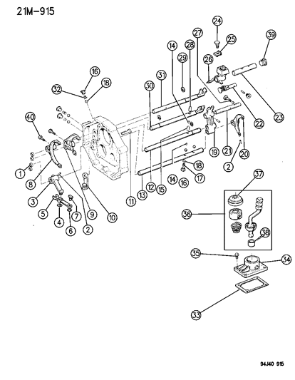 1995 Jeep Wrangler Forks , Rails , Shafts Diagram 1 - Thumbnail