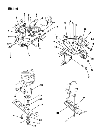 1989 Dodge Dakota Mount Bracket, Rear Diagram for 4412166
