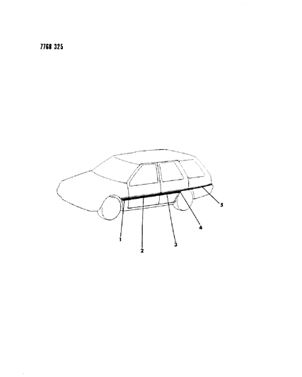 1988 Dodge Colt Mouldings - Exterior View Diagram 3 - Thumbnail