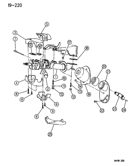 1994 Chrysler LeBaron Lever, Package W/Column Shift Diagram for 4326825