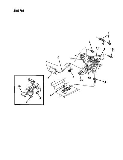 1988 Dodge Daytona Lever - Parking Brake Diagram