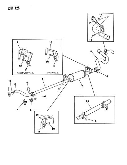 1989 Dodge W150 Exhaust Pipe, Front Diagram for 4428526