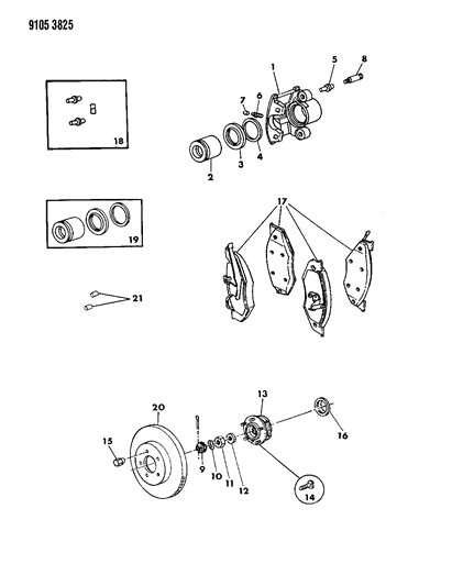 1989 Dodge Daytona Brakes, Front Diagram 2 - Thumbnail