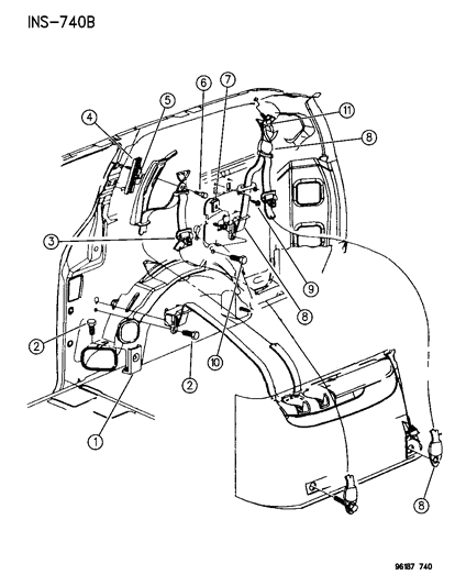 1996 Chrysler Town & Country Adjuster Button Diagram for 4680385