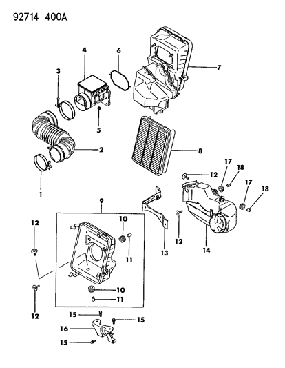 1992 Dodge Colt Air Cleaner Diagram 2 - Thumbnail