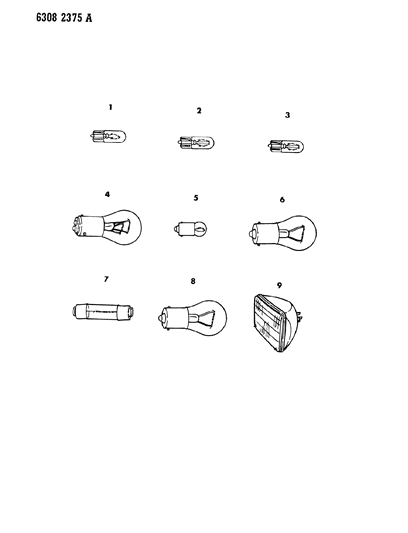 1987 Dodge D150 Bulb Cross Reference Diagram