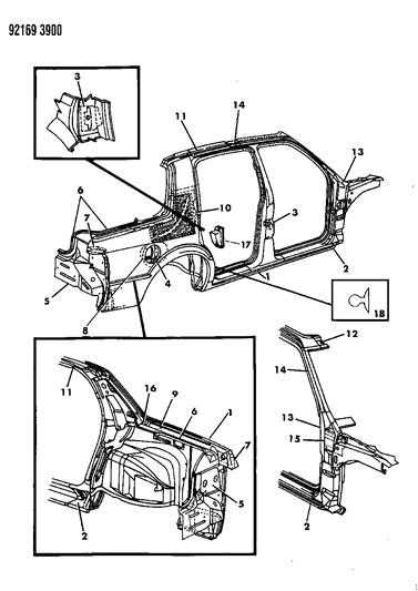 1992 Chrysler LeBaron Sedan Aperture Panel Diagram