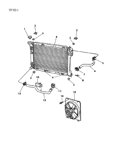 1985 Dodge Omni Radiator & Related Parts Diagram 2 - Thumbnail