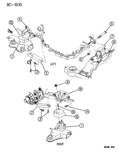 1994 Chrysler New Yorker Front Mount Bracket Diagram for 4593241