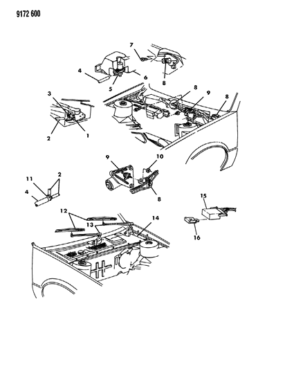 1989 Chrysler LeBaron GTC Windshield Wiper & Washer System Diagram