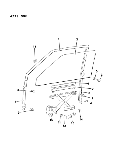1984 Dodge Colt Door, Front Glass & Regulators Diagram 1 - Thumbnail