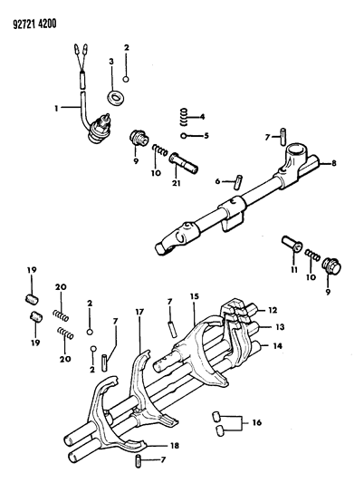 1993 Dodge Ram 50 Control, Shift Diagram 3 - Thumbnail