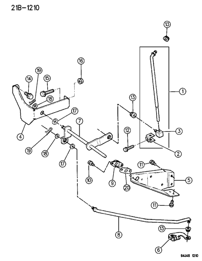 1995 Jeep Wrangler Controls , Shift , Lower Diagram 2 - Thumbnail