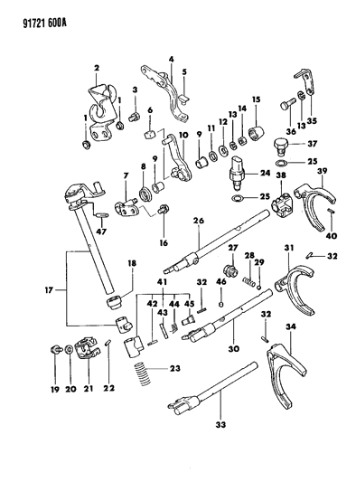 1991 Dodge Colt Control, Shift Diagram 2 - Thumbnail