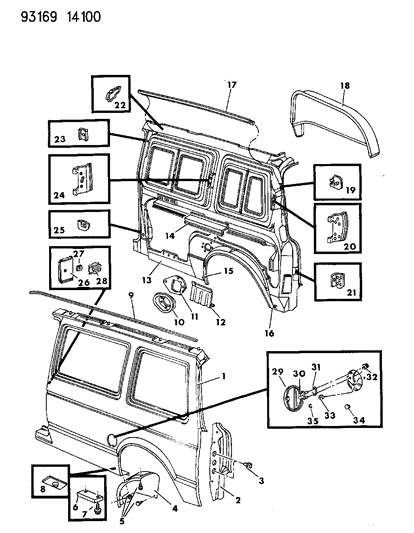 1993 Dodge Caravan Quarter Panel Diagram 1 - Thumbnail
