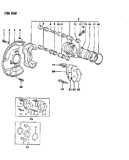 1988 Dodge Raider Caliper Overhaul Kit Diagram for MB500811