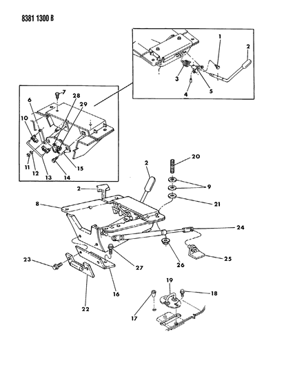 1989 Dodge D150 Adjuster And Riser Passenger Bucket Seat Diagram