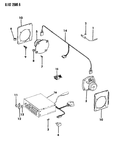 1987 Jeep J20 Speakers & Knobs - Radio Diagram 2 - Thumbnail