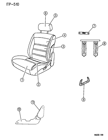 1994 Dodge Shadow Front Seat Diagram 2 - Thumbnail