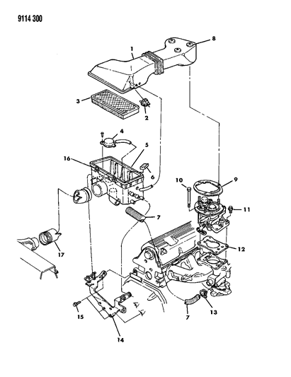 1989 Dodge Omni Air Cleaner Diagram 1 - Thumbnail