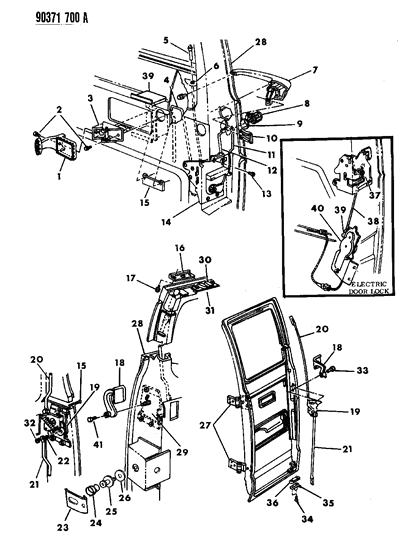 1990 Dodge Ram Wagon Hinge, Lower, Rear Diagram for 4498100
