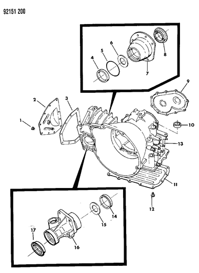 1992 Chrysler LeBaron GTC Case, Extension And Retainer Diagram