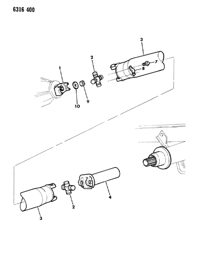 1987 Dodge D150 Propeller Shaft, Single And Universal Joint Diagram 2 - Thumbnail