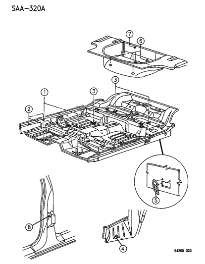 1994 Chrysler LeBaron Sedan Plugs Floor Pan And Pillar Diagram
