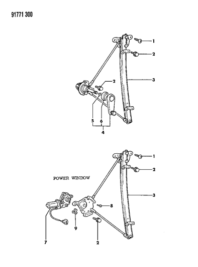 1991 Dodge Colt Window Regulator, Driver Side Diagram for MB546621