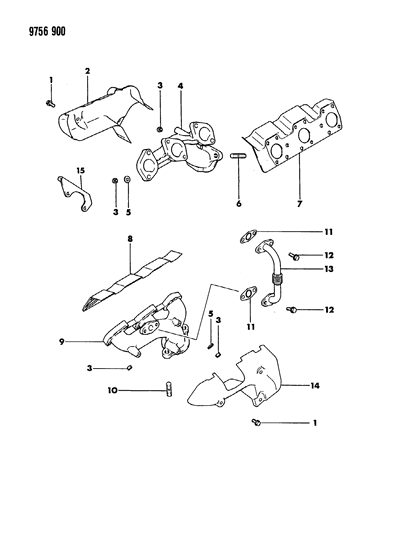 1989 Dodge Raider Manifolds - Intake & Exhaust Diagram 2 - Thumbnail