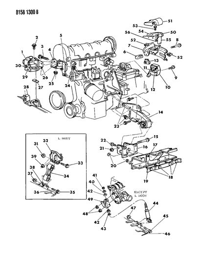 1988 Chrysler New Yorker Base Model Engine Mounting Diagram 1 - Thumbnail