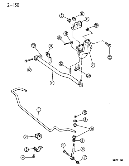 1995 Jeep Cherokee Stabilizer Bar, Front Diagram for 52087859