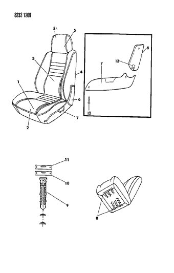 1988 Chrysler LeBaron Premium Front Seat Diagram 2 - Thumbnail