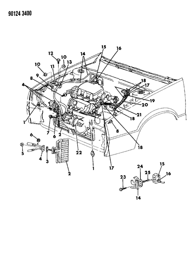1990 Dodge Daytona Plumbing - A/C & Heater Diagram 2 - Thumbnail