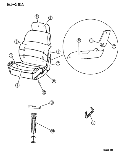1995 Chrysler LeBaron Front Seat Diagram 1 - Thumbnail