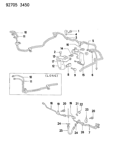 1993 Dodge Ram 50 Brake Lines & Hoses, Rear Diagram 1 - Thumbnail