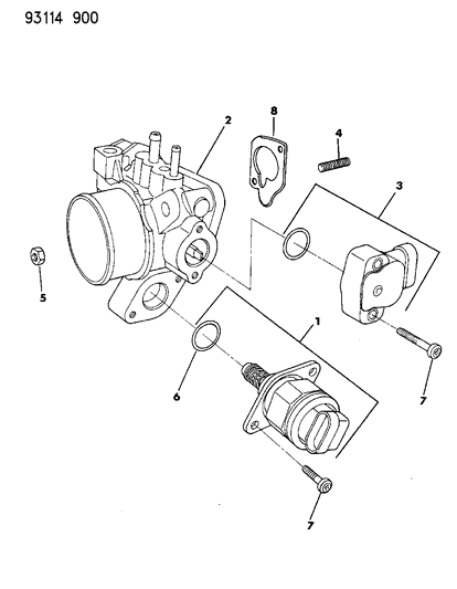 1993 Chrysler LeBaron GTC Throttle Body Diagram 2 - Thumbnail