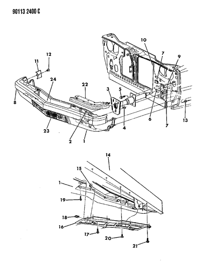 1990 Chrysler Imperial Fascia, Bumper Front Diagram 2 - Thumbnail