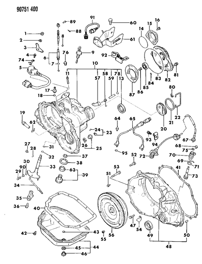 1990 Dodge Colt Case & Miscellaneous Parts of Automatic Transmission Diagram