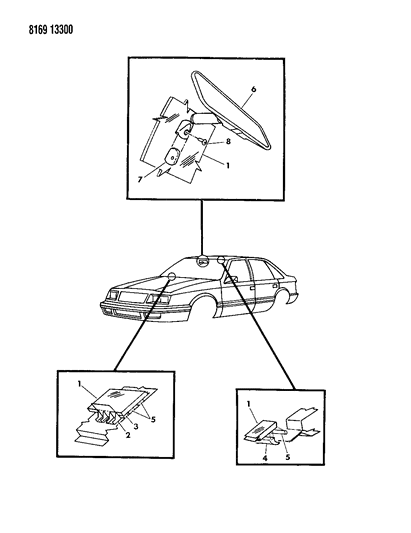 1988 Dodge Lancer Mirror Assembly, Rear Diagram for 4299321