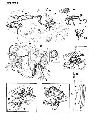 1988 Dodge Daytona Single Module Engine Control Diagram for R5233244